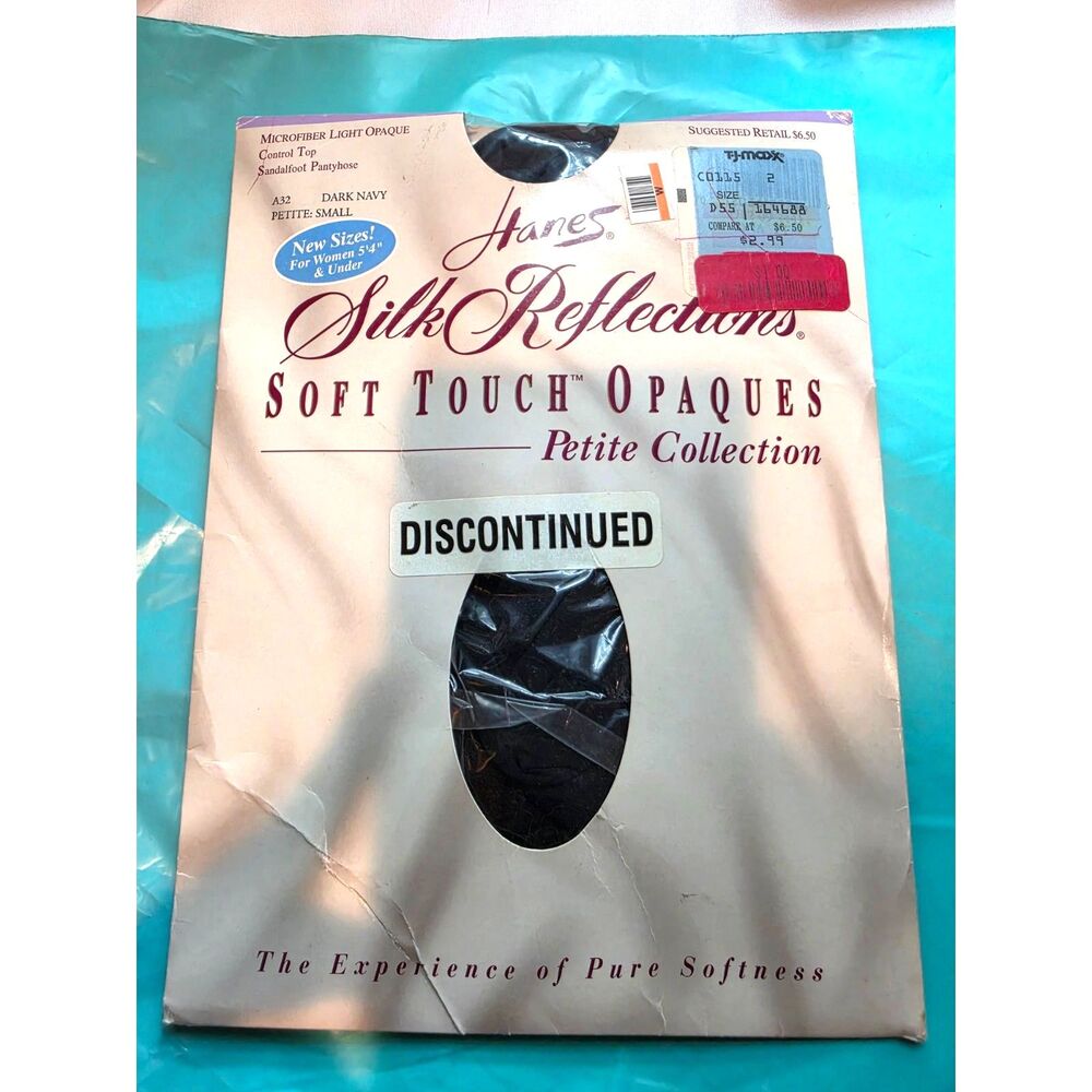 Vintage Hanes Silk Reflections Pantyhose Dark Navy Petite Small